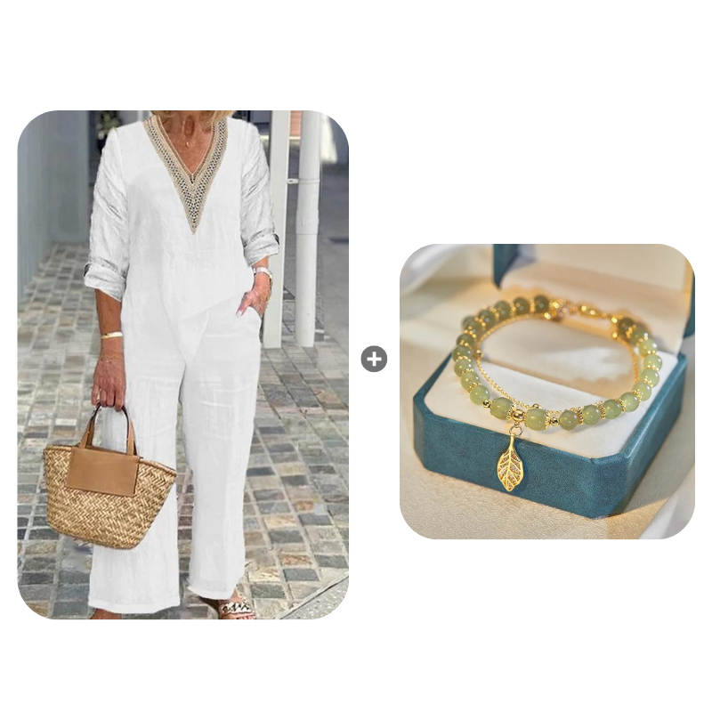 🥳2026 HOT SALE 50% OFF! 🥳 💞Women's V-Neck Top & Wide-Leg Pants