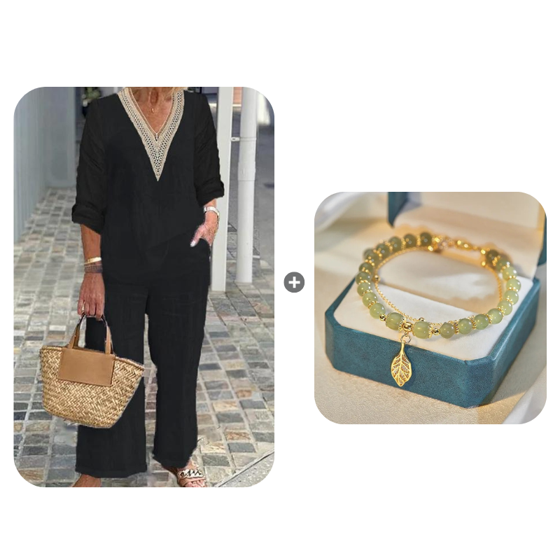 🥳2026 HOT SALE 50% OFF! 🥳 💞Women's V-Neck Top & Wide-Leg Pants
