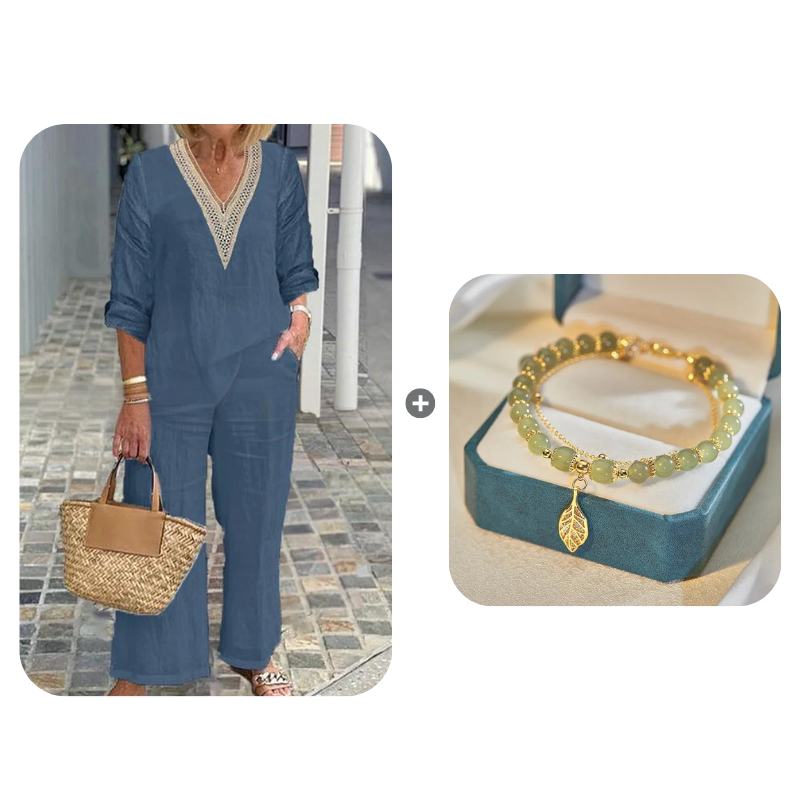 🥳2026 HOT SALE 50% OFF! 🥳 💞Women's V-Neck Top & Wide-Leg Pants