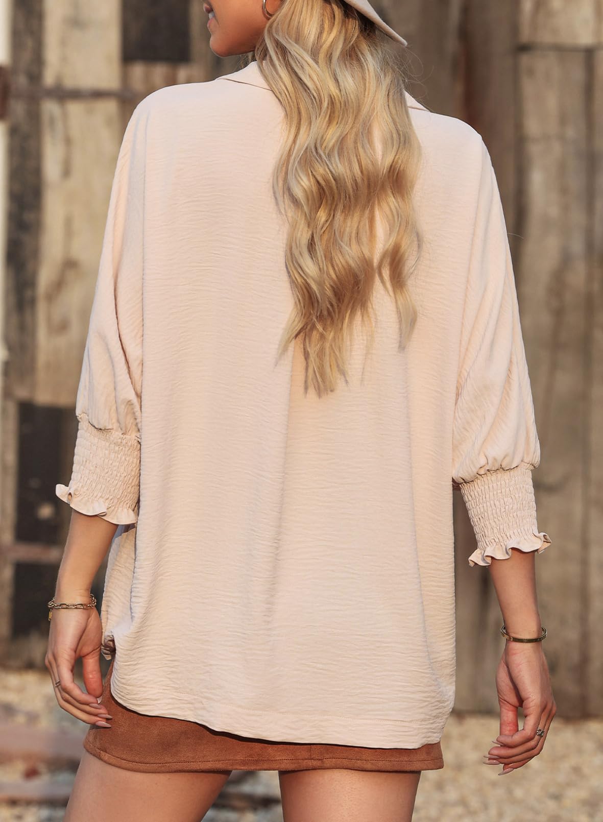 🔥🔥🔥Limited time sale Womens Casual 3/4 Sleeve V Neck Loose Fit Basic Tees