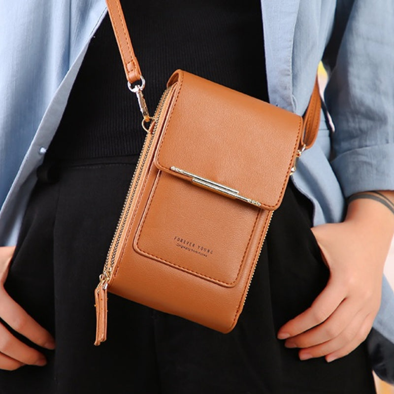 🌷🌷Fashionable Soft Vegan Leather Double Zipper Cross-body Wallet Bags