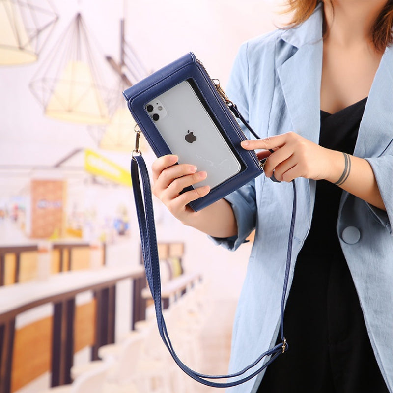 🌷🌷Fashionable Soft Vegan Leather Double Zipper Cross-body Wallet Bags