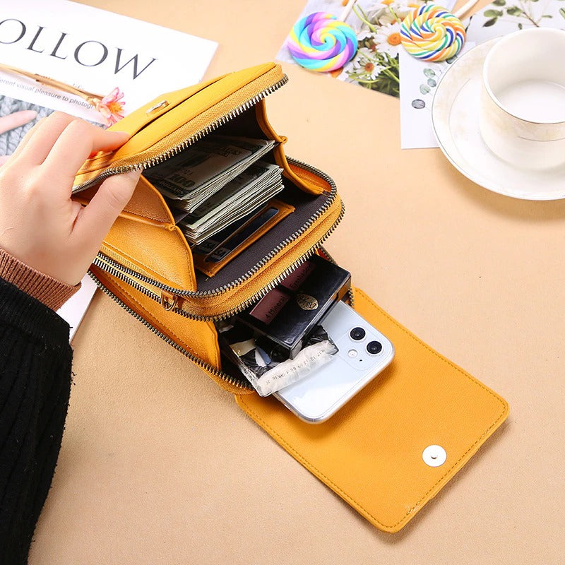🌷🌷Fashionable Soft Vegan Leather Double Zipper Cross-body Wallet Bags