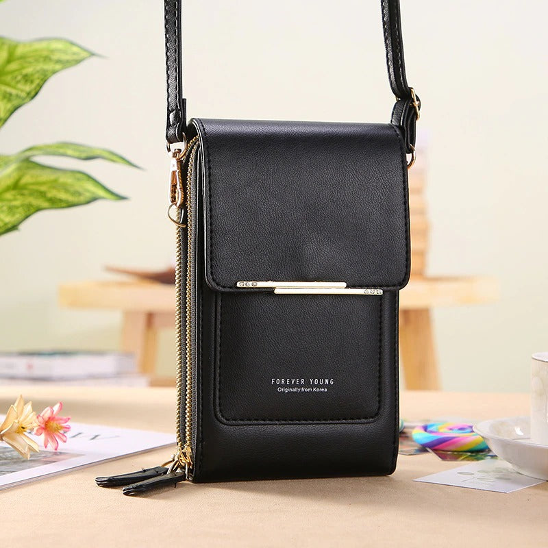 🌷🌷Fashionable Soft Vegan Leather Double Zipper Cross-body Wallet Bags