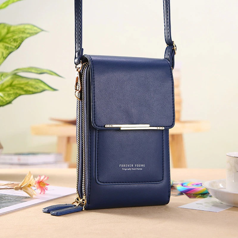 🌷🌷Fashionable Soft Vegan Leather Double Zipper Cross-body Wallet Bags