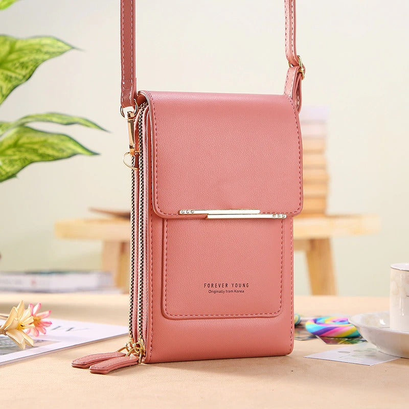 🌷🌷Fashionable Soft Vegan Leather Double Zipper Cross-body Wallet Bags