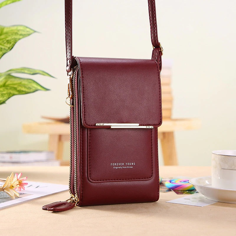 🌷🌷Fashionable Soft Vegan Leather Double Zipper Cross-body Wallet Bags