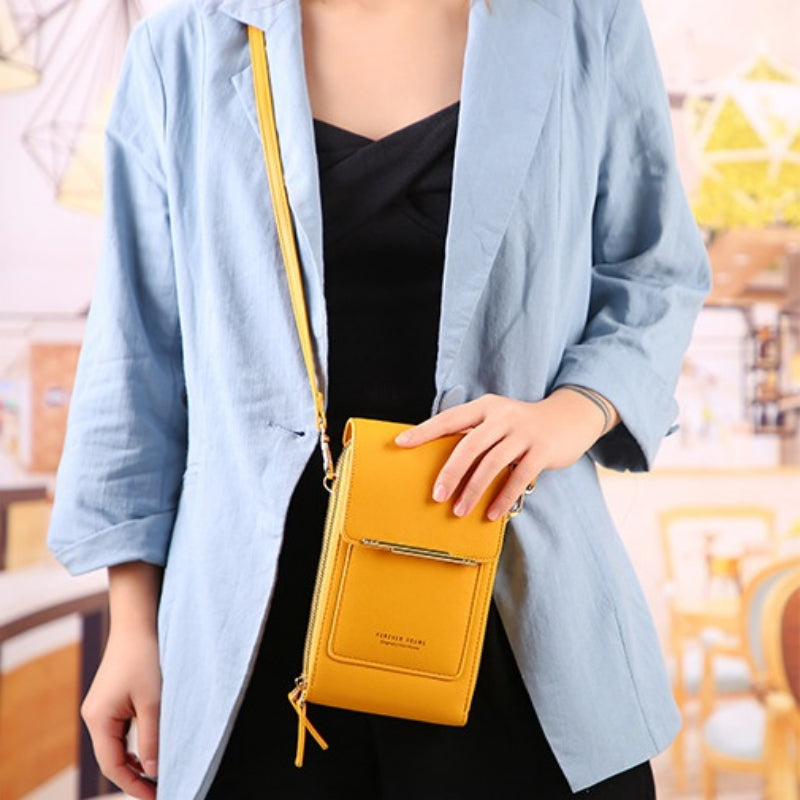 🌷🌷Fashionable Soft Vegan Leather Double Zipper Cross-body Wallet Bags