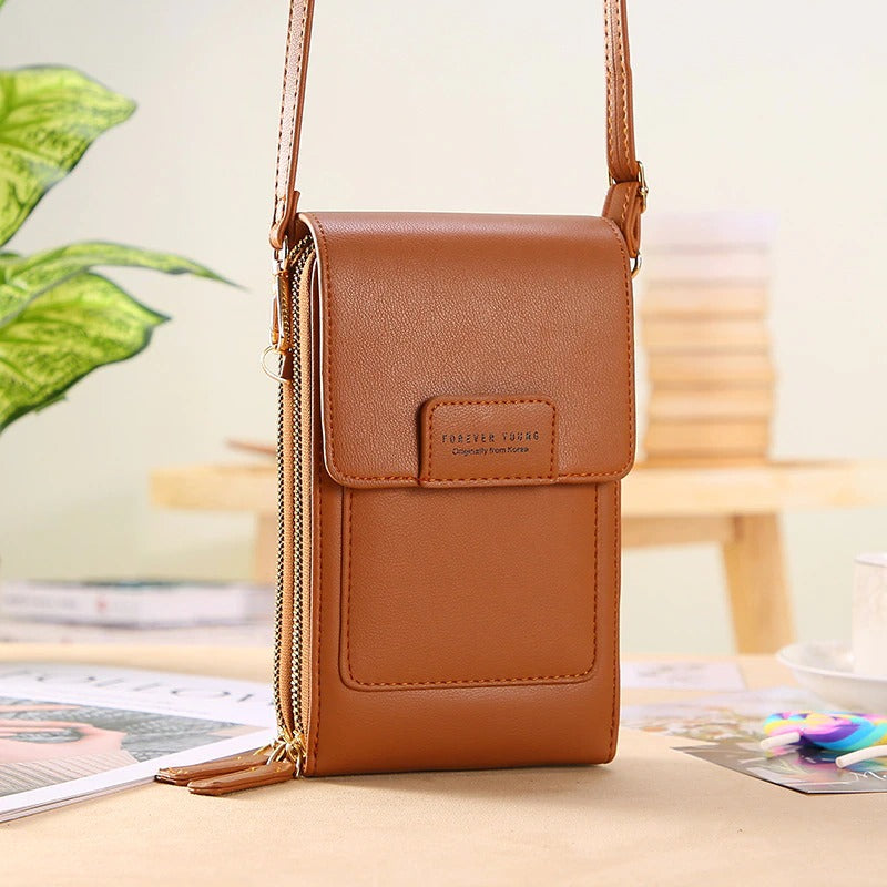 🌷🌷Fashionable Soft Vegan Leather Double Zipper Cross-body Wallet Bags