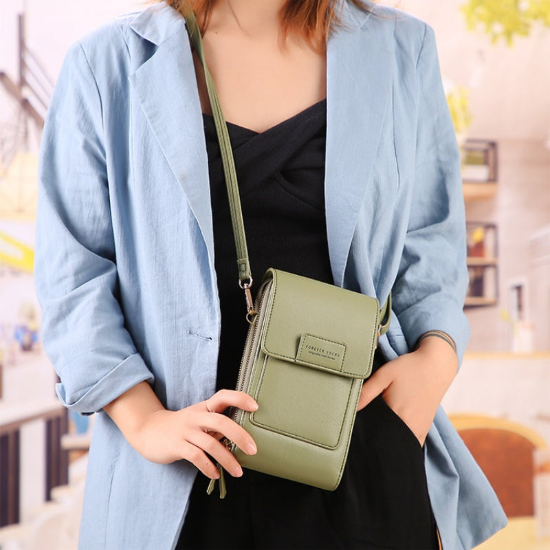 🌷🌷Fashionable Soft Vegan Leather Double Zipper Cross-body Wallet Bags