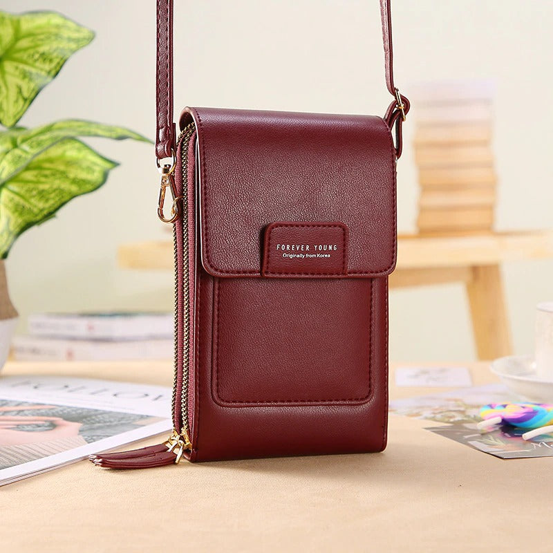 🌷🌷Fashionable Soft Vegan Leather Double Zipper Cross-body Wallet Bags
