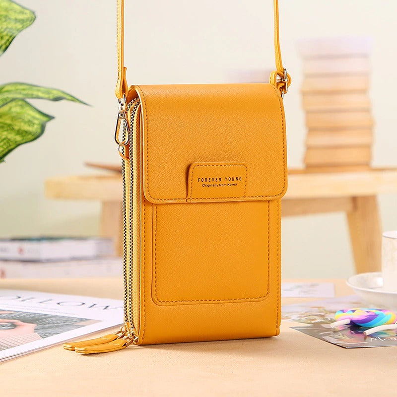 🌷🌷Fashionable Soft Vegan Leather Double Zipper Cross-body Wallet Bags