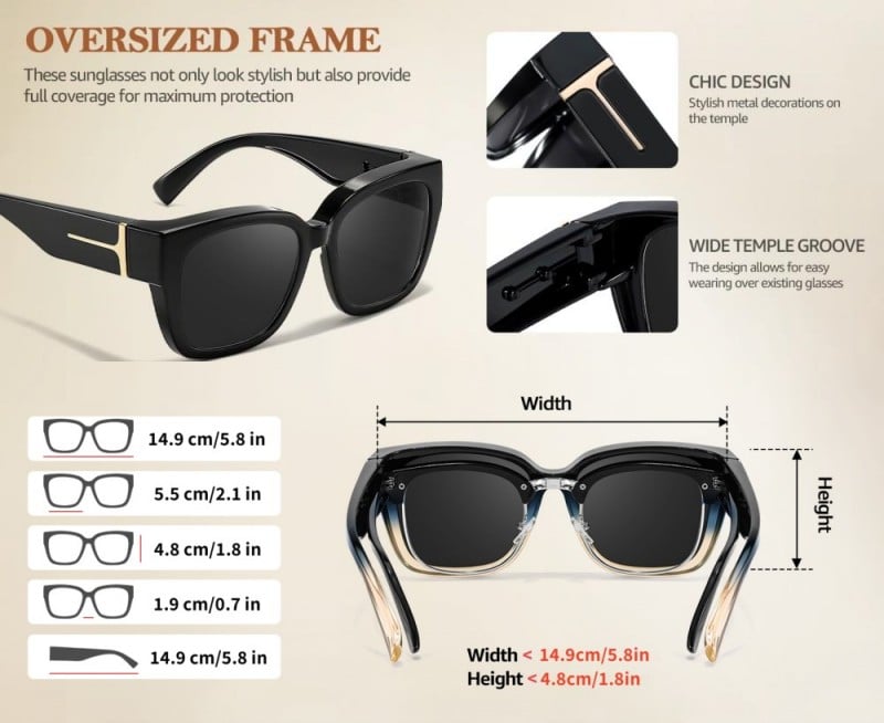 👓👓Polarized Fit Over Sunglasses for Women – UV400 Protection Floral Frame Wear Over Prescription Glasses