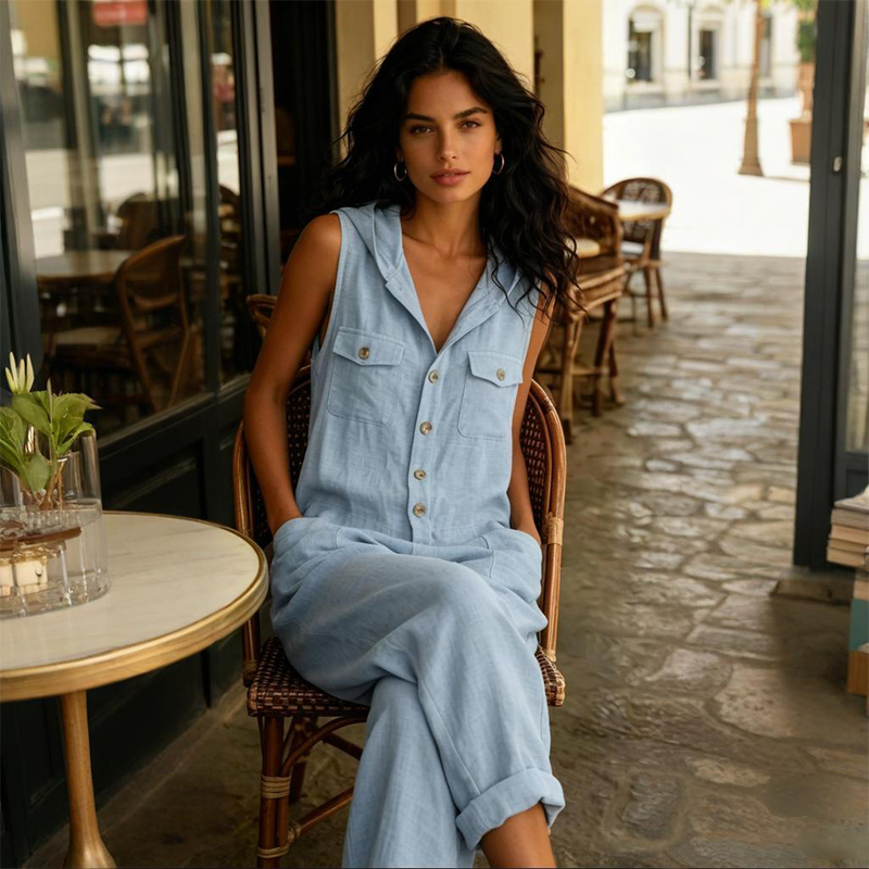 🔥🔥🔥𝑪𝑳𝑬𝑨𝑹𝑨𝑵𝑪𝑬 𝑰𝑻𝑬𝑴 𝐓𝐨𝐝𝐚𝐲 42% Women's Casual Sleeveless Hooded Jumpsuit