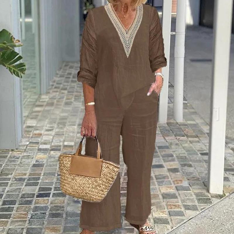 🥳2026 HOT SALE 50% OFF! 🥳 💞Women's V-Neck Top & Wide-Leg Pants