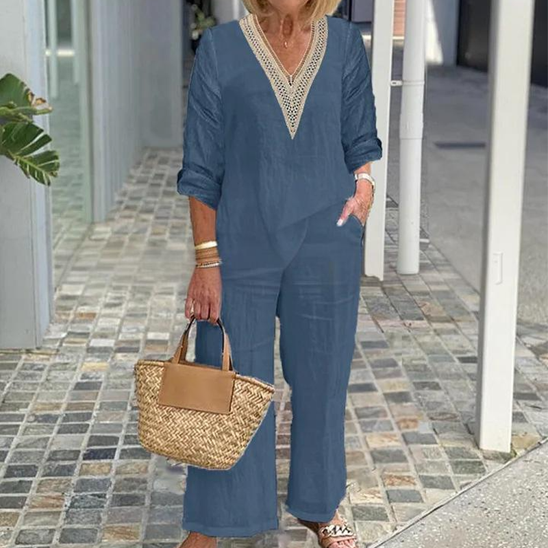 🥳2026 HOT SALE 50% OFF! 🥳 💞Women's V-Neck Top & Wide-Leg Pants