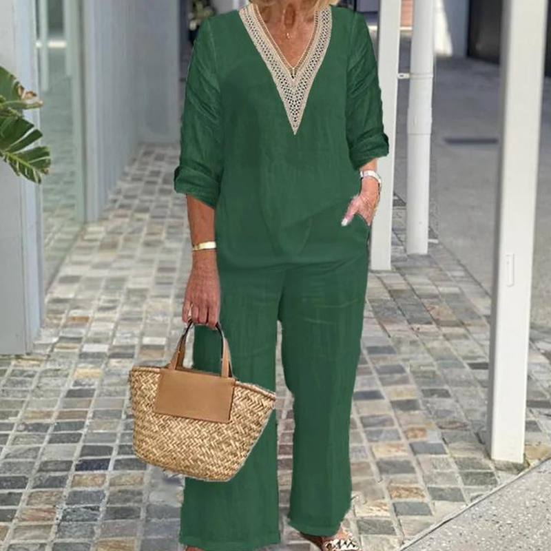 🥳2026 HOT SALE 50% OFF! 🥳 💞Women's V-Neck Top & Wide-Leg Pants