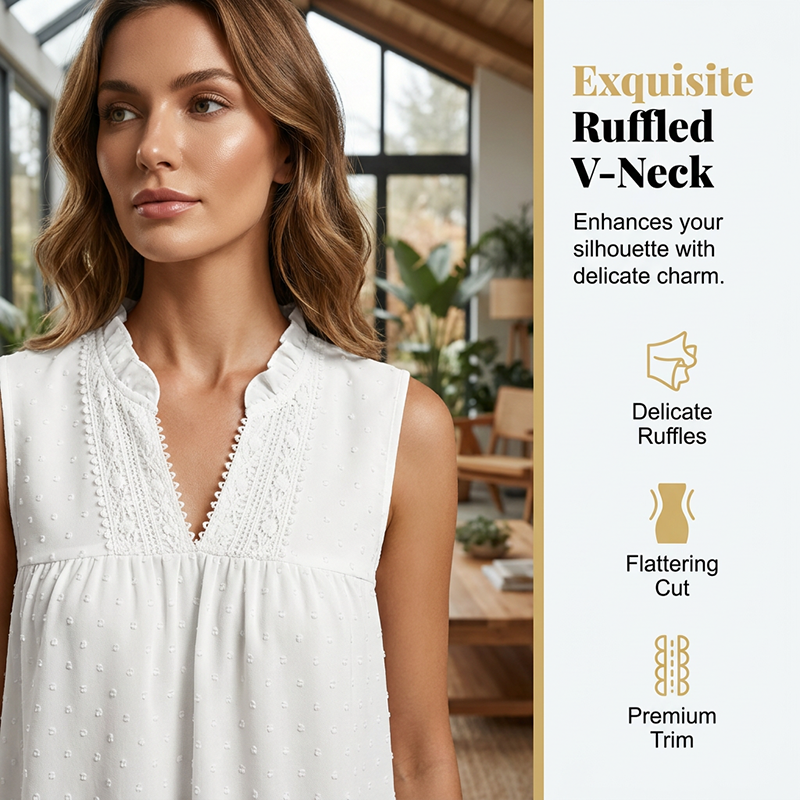 🌿🌿2026 New Arrivals 50% OFF💥Women’s Polka-Dot Sleeveless Top with Lace V-Neck