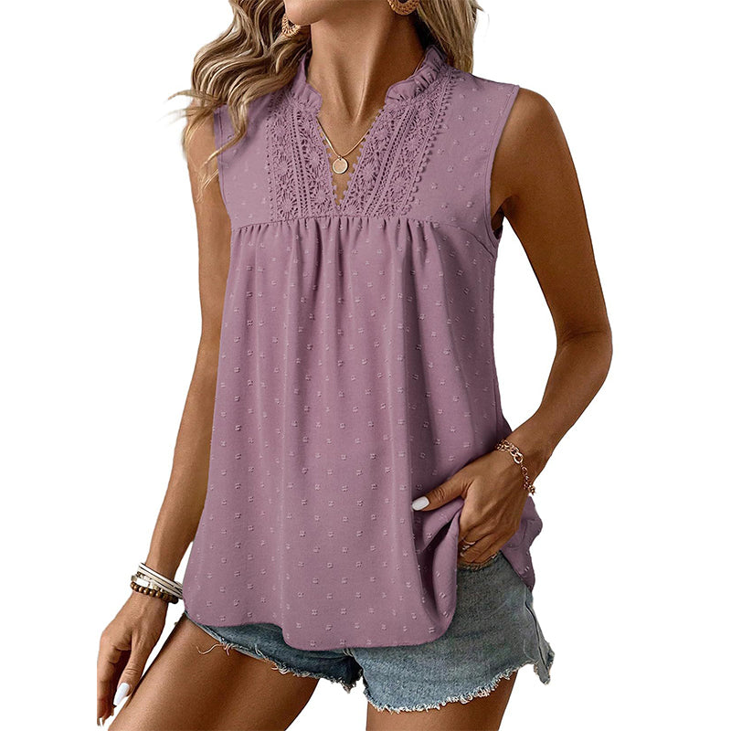 🌿🌿2026 New Arrivals 50% OFF💥Women’s Polka-Dot Sleeveless Top with Lace V-Neck